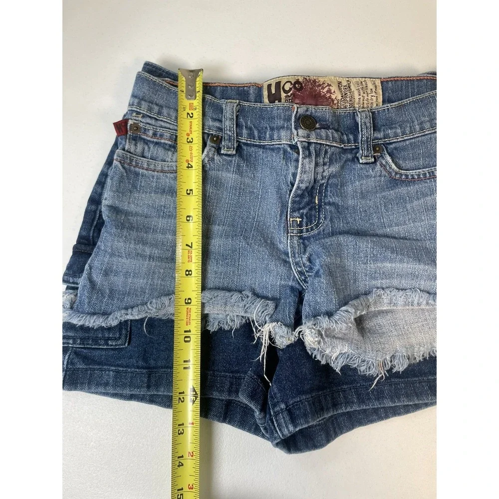 Hollister Women's Jean Shorts‎ 0 1 Lot of 3 Denim Blue Pink Plaid Mom High Rise